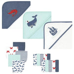 3 Hooded Towel with 15 washcloth whale