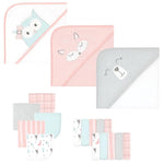 Hooded Towel with 15 Washcloths owl