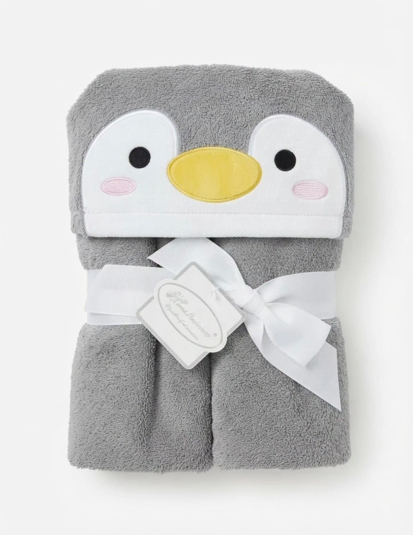 Baby Hooded Towel gray penguin