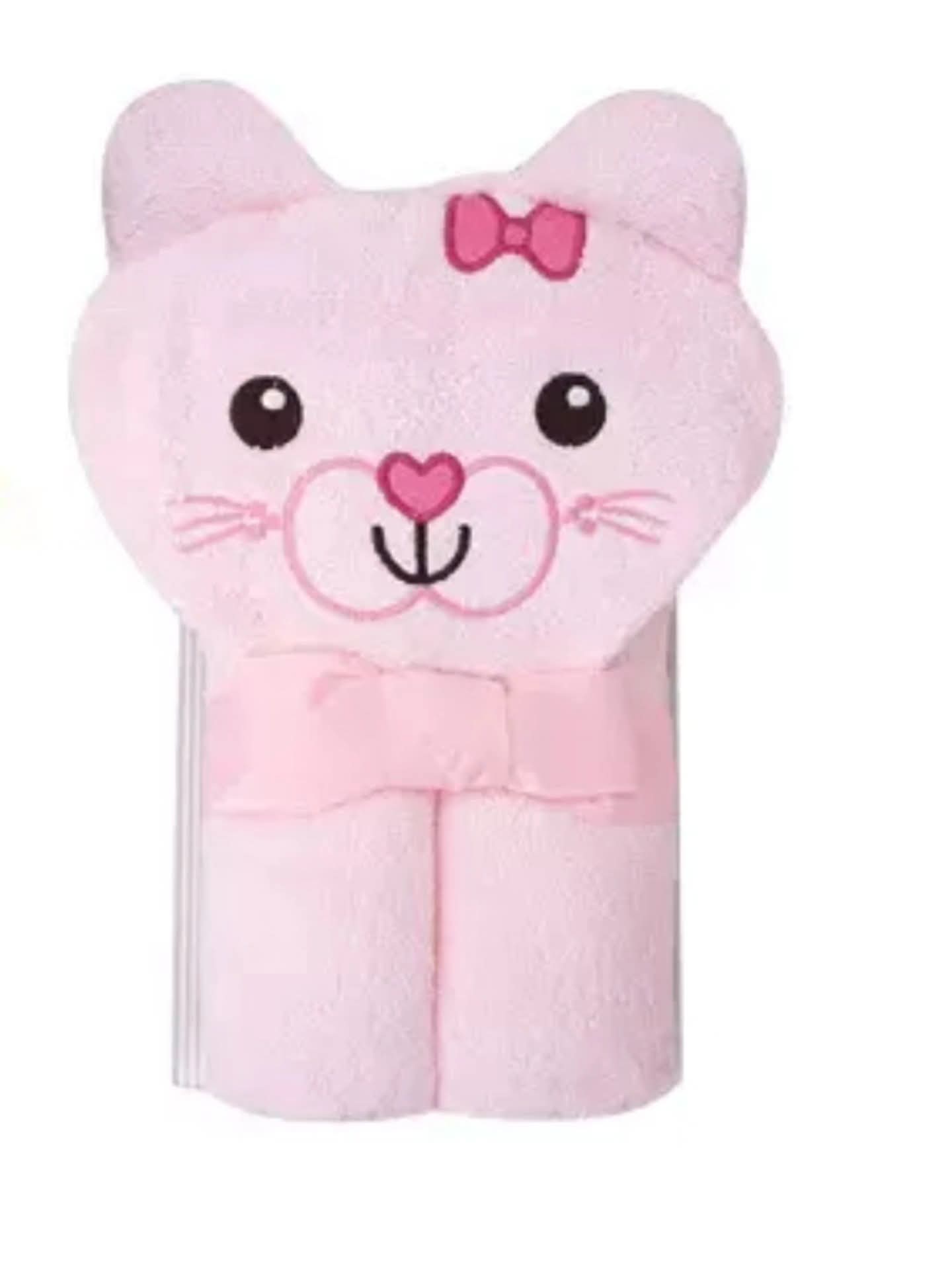 Baby Hooded Towel with pink cat