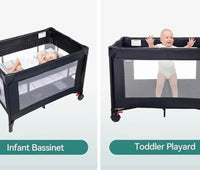BABELIO Pack and Play Portable Playard with Mattress and Carry Bag