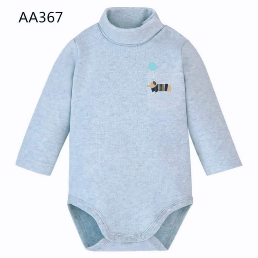 high neck body suit 100% cotton blue