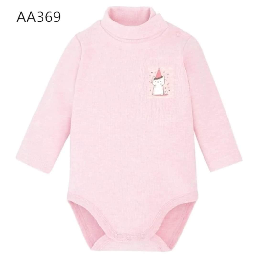 high neck body suit 100% cotton pink