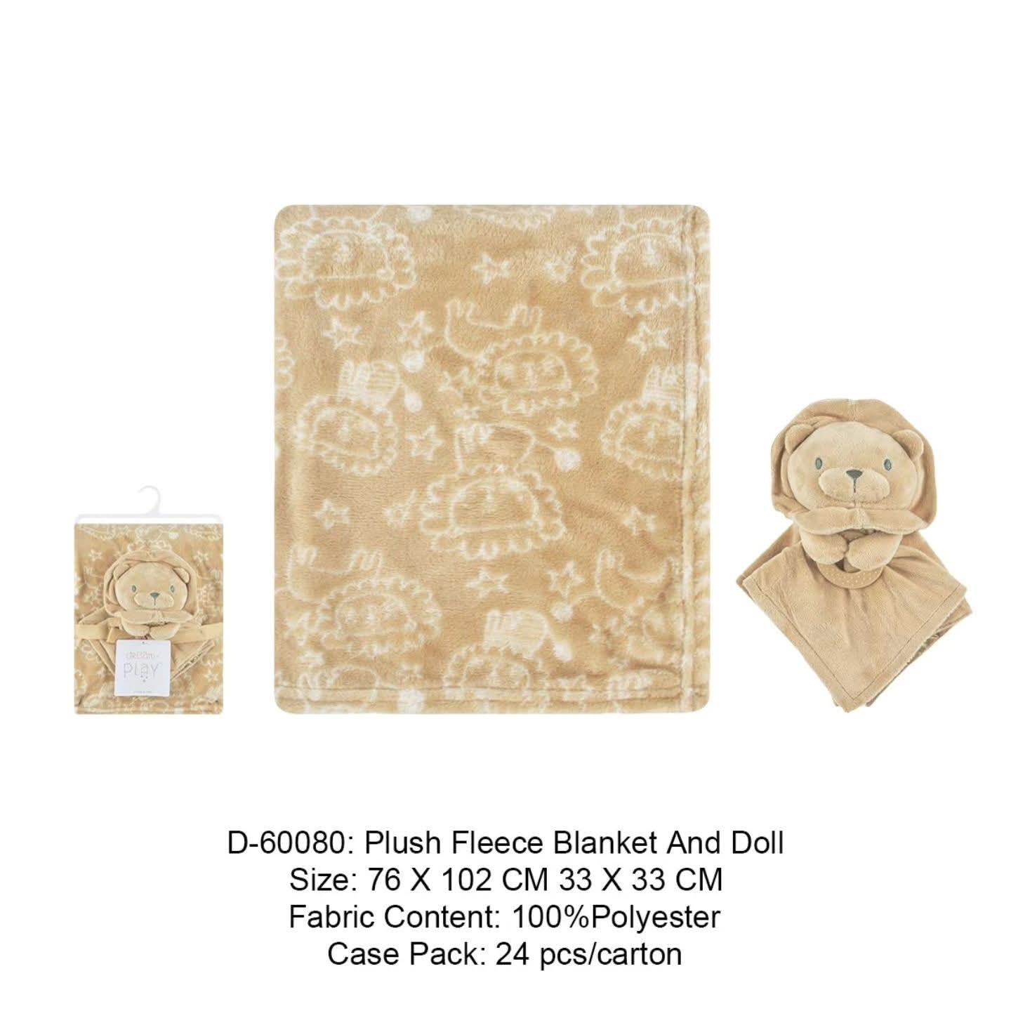 plush fleece blanket and doll lion