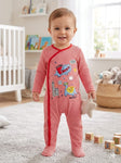 overall coton red dinosaurs