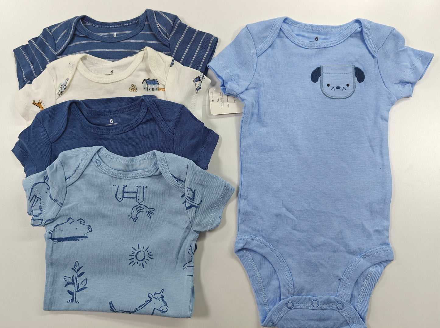 Baby Boy Cotton Bodysuits blue Dog