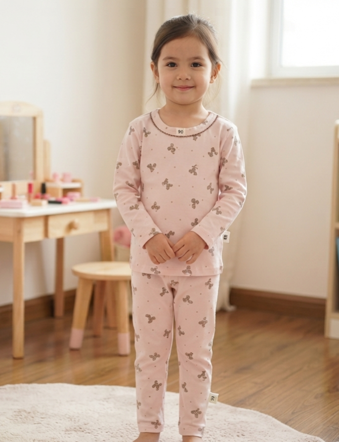 long sleeve cotton pajama  pink