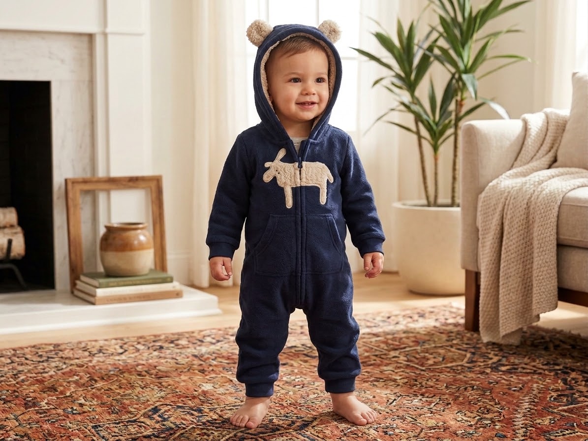 hooded overall navy