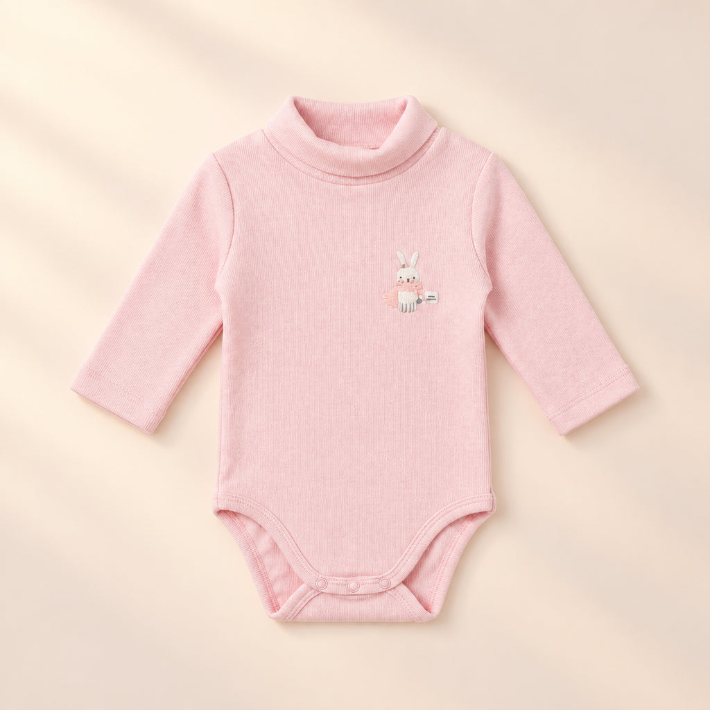 high neck body suit 100% cotton  pink rabbit