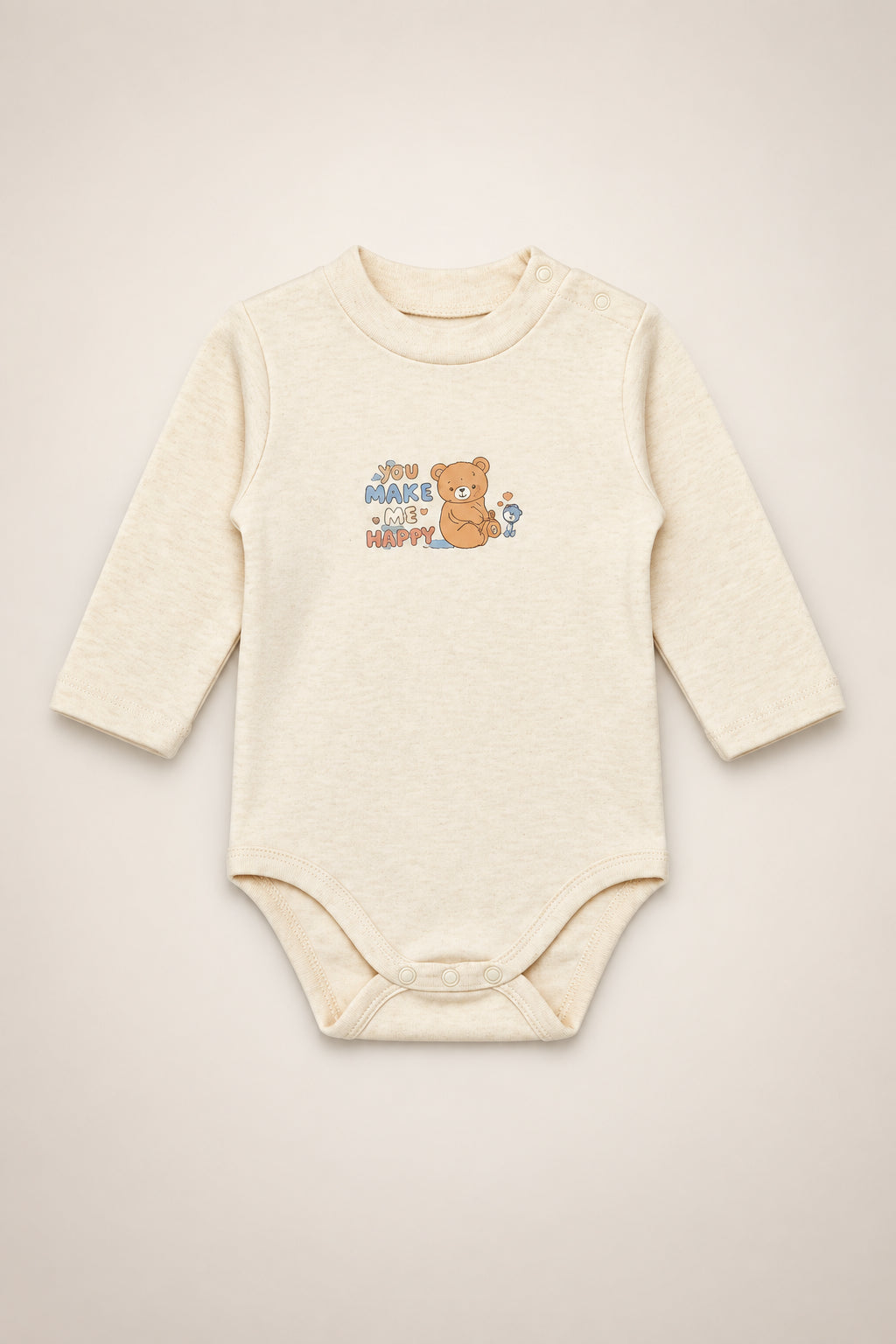 high neck body suit 100% cotton beige you make me happy