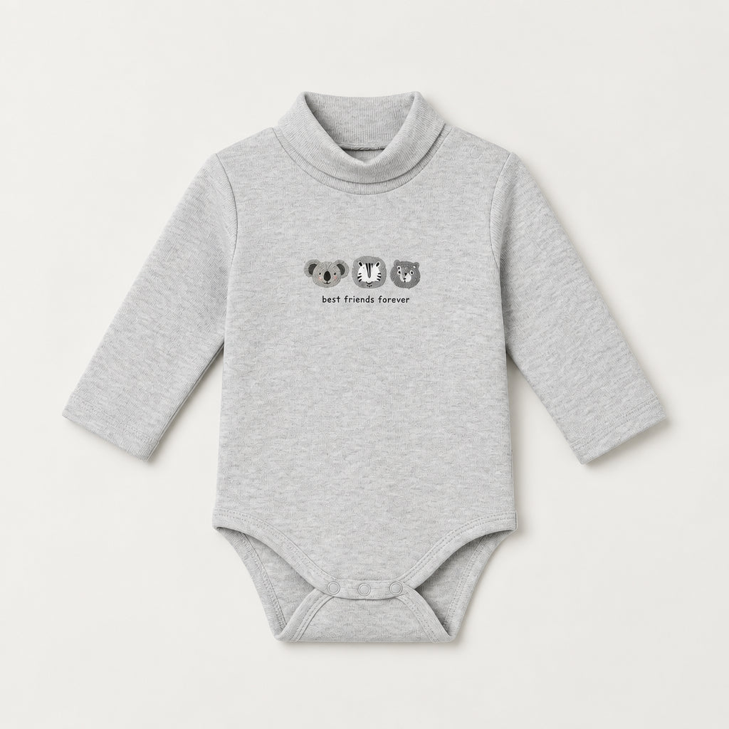 high neck body suit 100% cotton  gray best friend