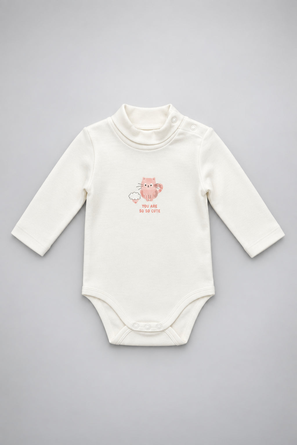 high neck body suit 100% cotton off white cat