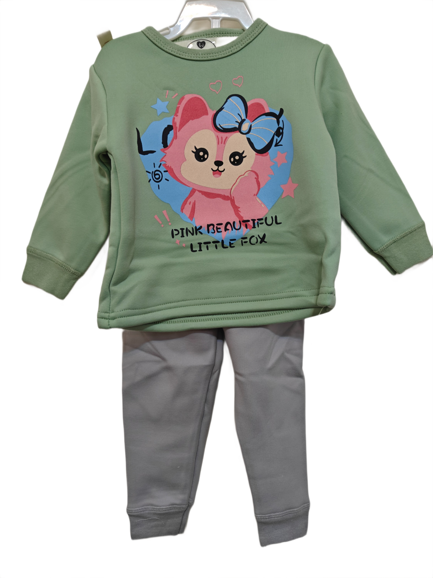 winter pyjama fleece inside little fox green