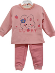 winter pyjama fleece inside lucky pink