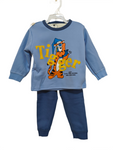 winter pyjama fleece inside tiger blue