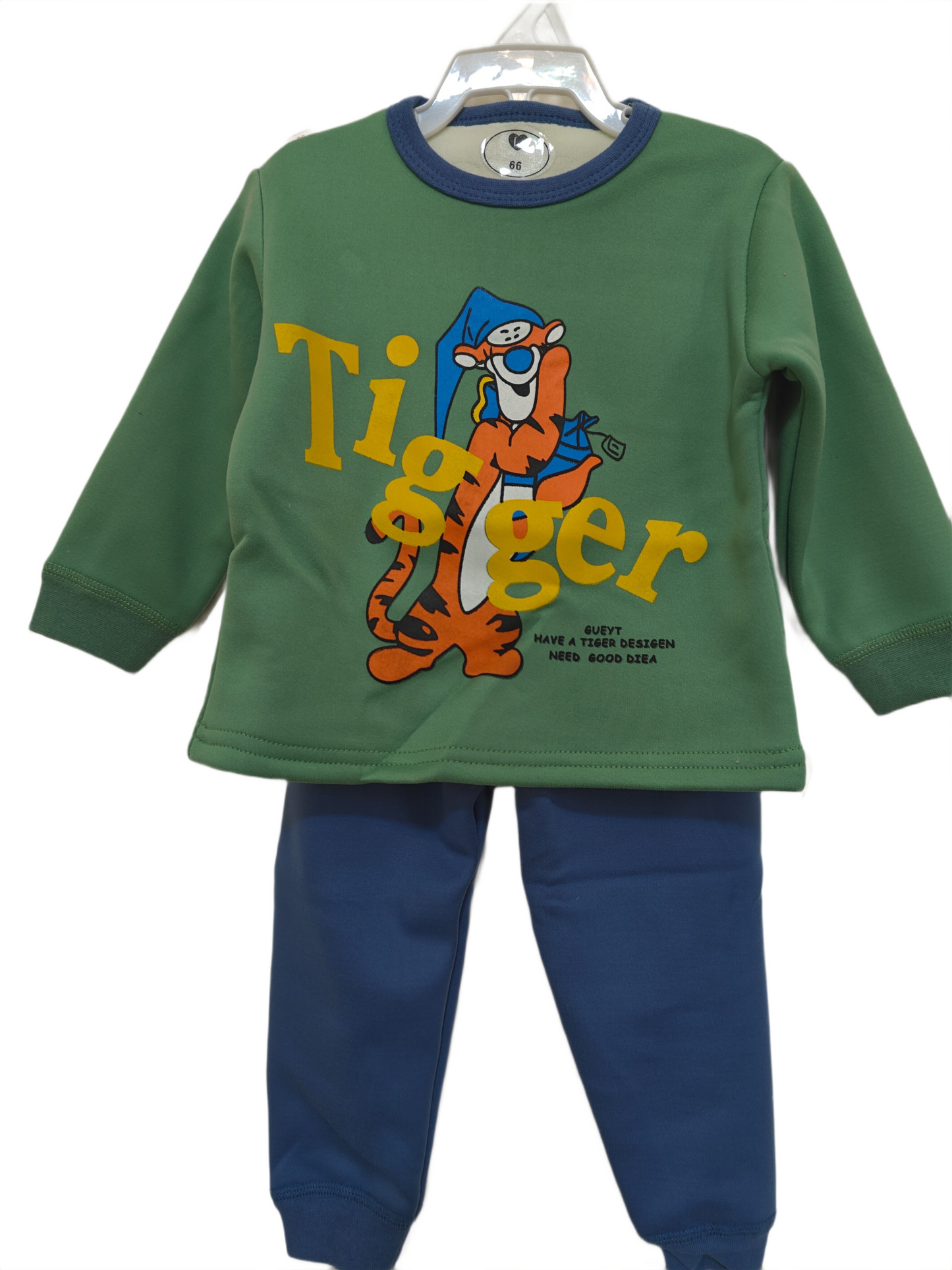 winter pyjama fleece inside tiger green