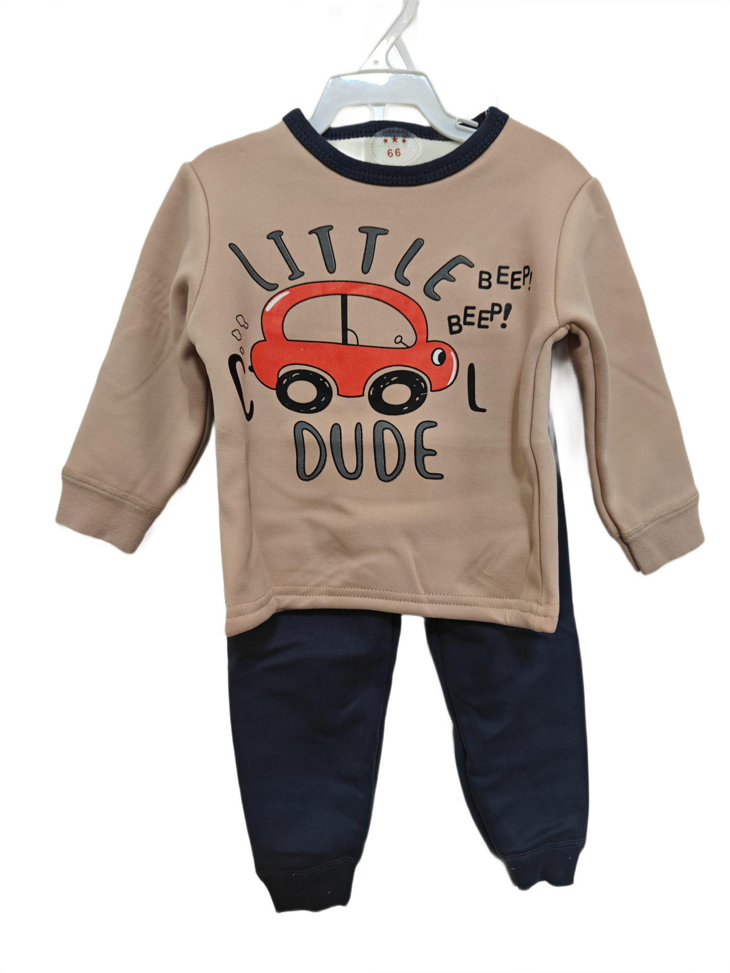 winter pyjama fleece inside little  dude beige