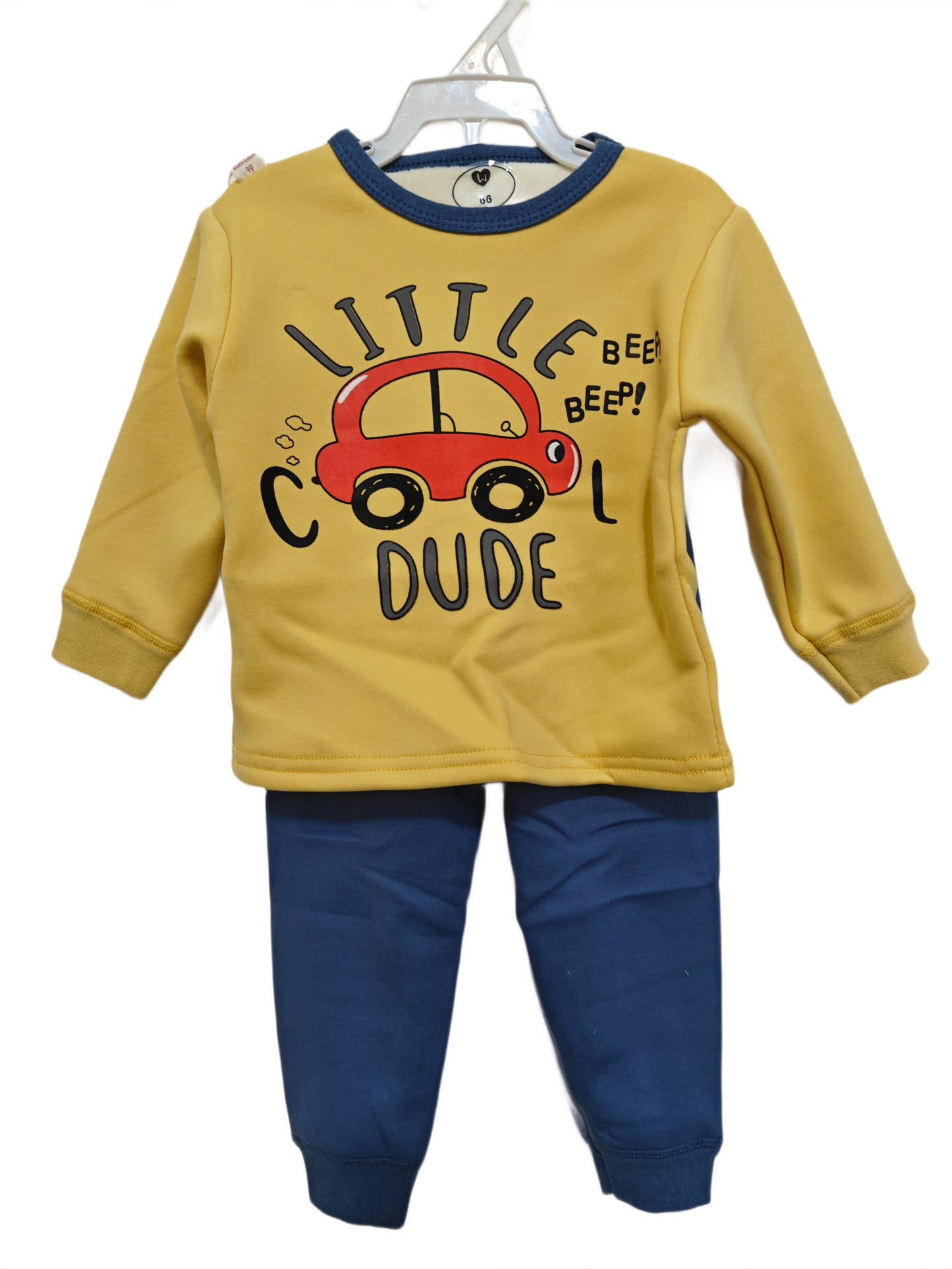 winter pyjama fleece inside little  dude yellow