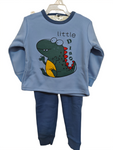 winter pyjama fleece inside little dino blue