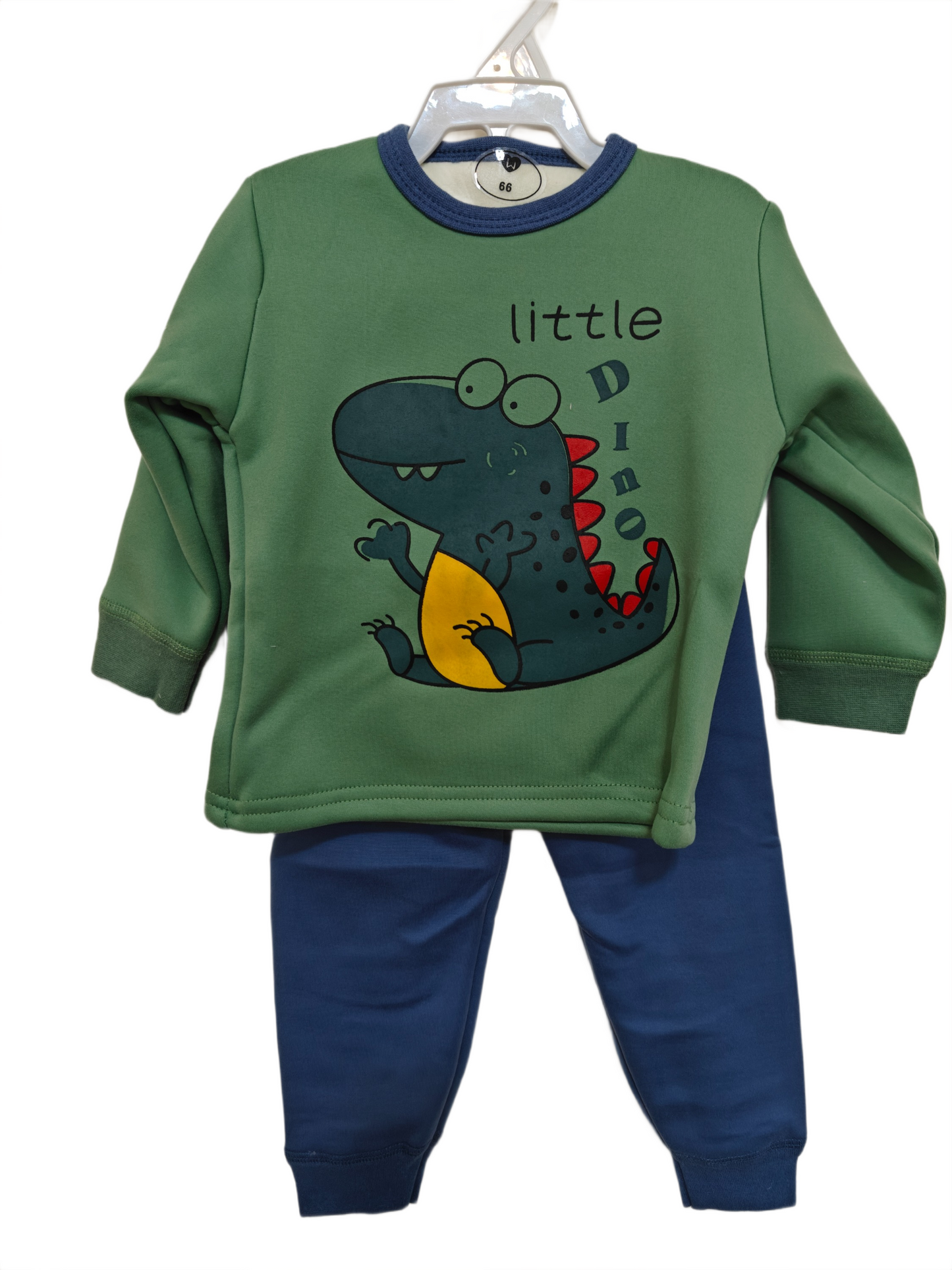 winter pyjama fleece inside little dino green