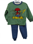 winter pyjama fleece inside little spider man green