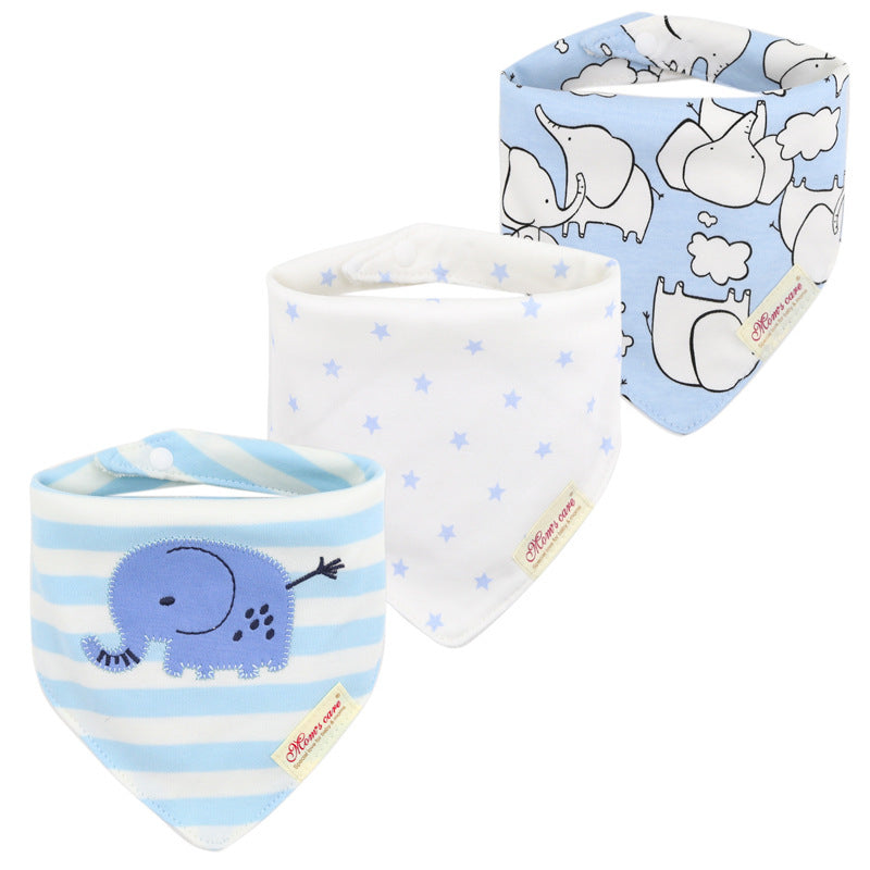 Mom's Care Bibs 3pcs  blue elephants