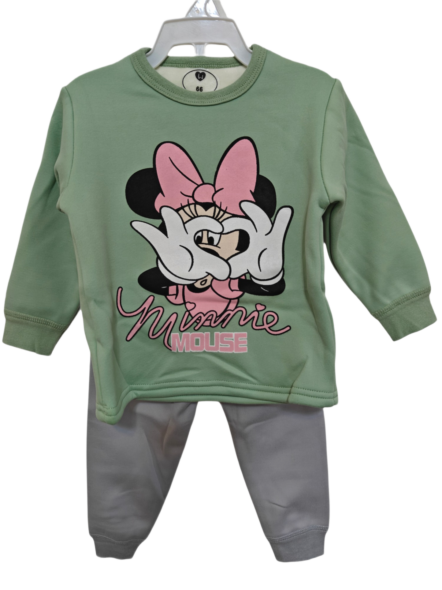 winter pyjama fleece inside Minnie green
