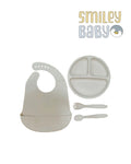 4Pcs Silicone Baby Feeding Set BPA free beige