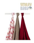 BAMBOO MUSLIN  Swaddles RED set 3pcs