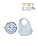 4Pcs Silicone Baby Feeding Set BPA free gray