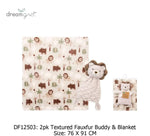 winter blanket Textured fauxfur buddy&blanket lion