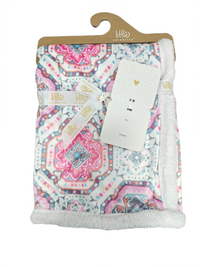 Little Celebrity blanket Ana Pink White Medallion Sherpa Baby Blanket Radiant Mandala.