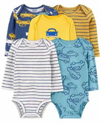 5 pcs long sleeve cotton yellow cars