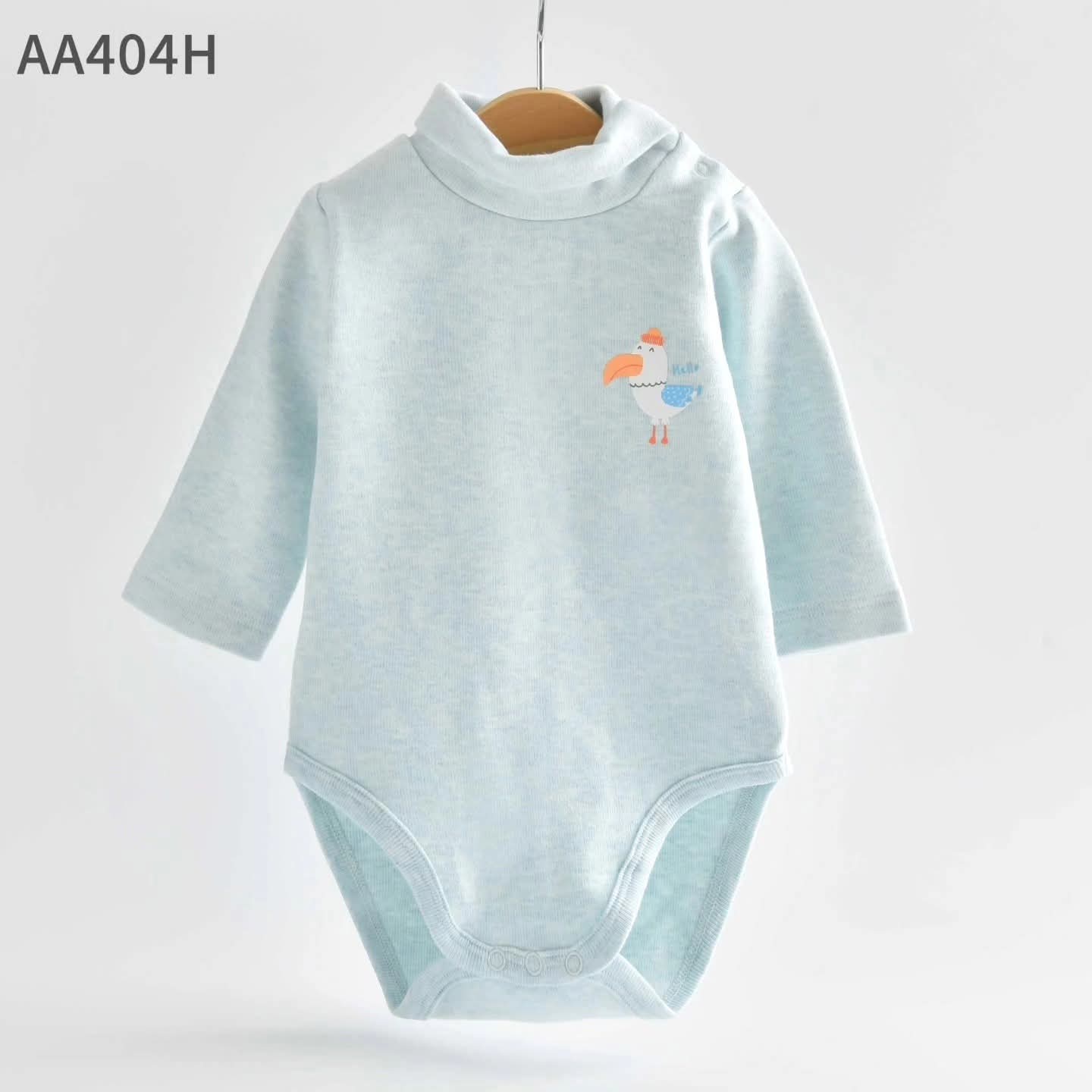 high neck body suit 100% cotton blue bird