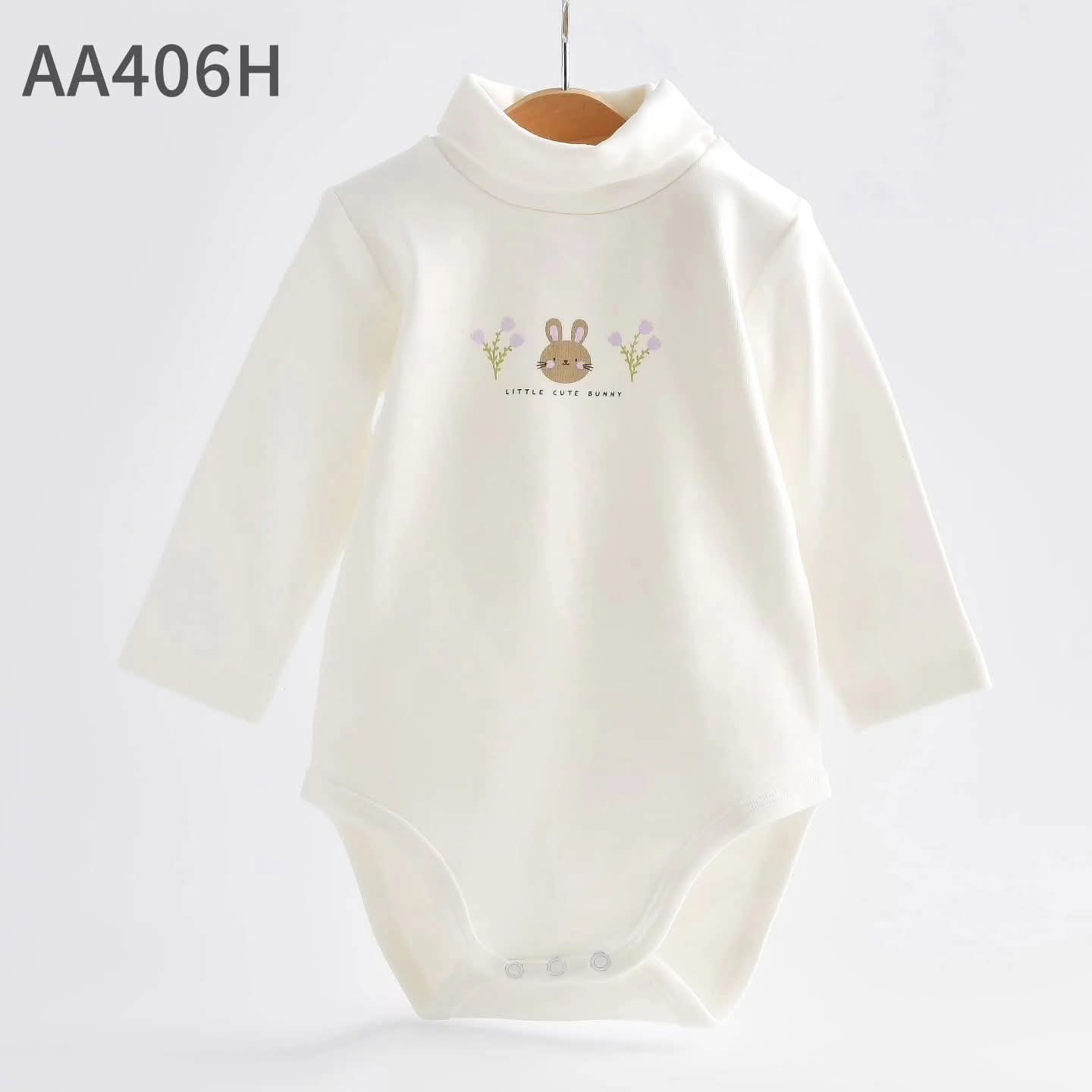 high neck body suit 100% cotton off-white bunny