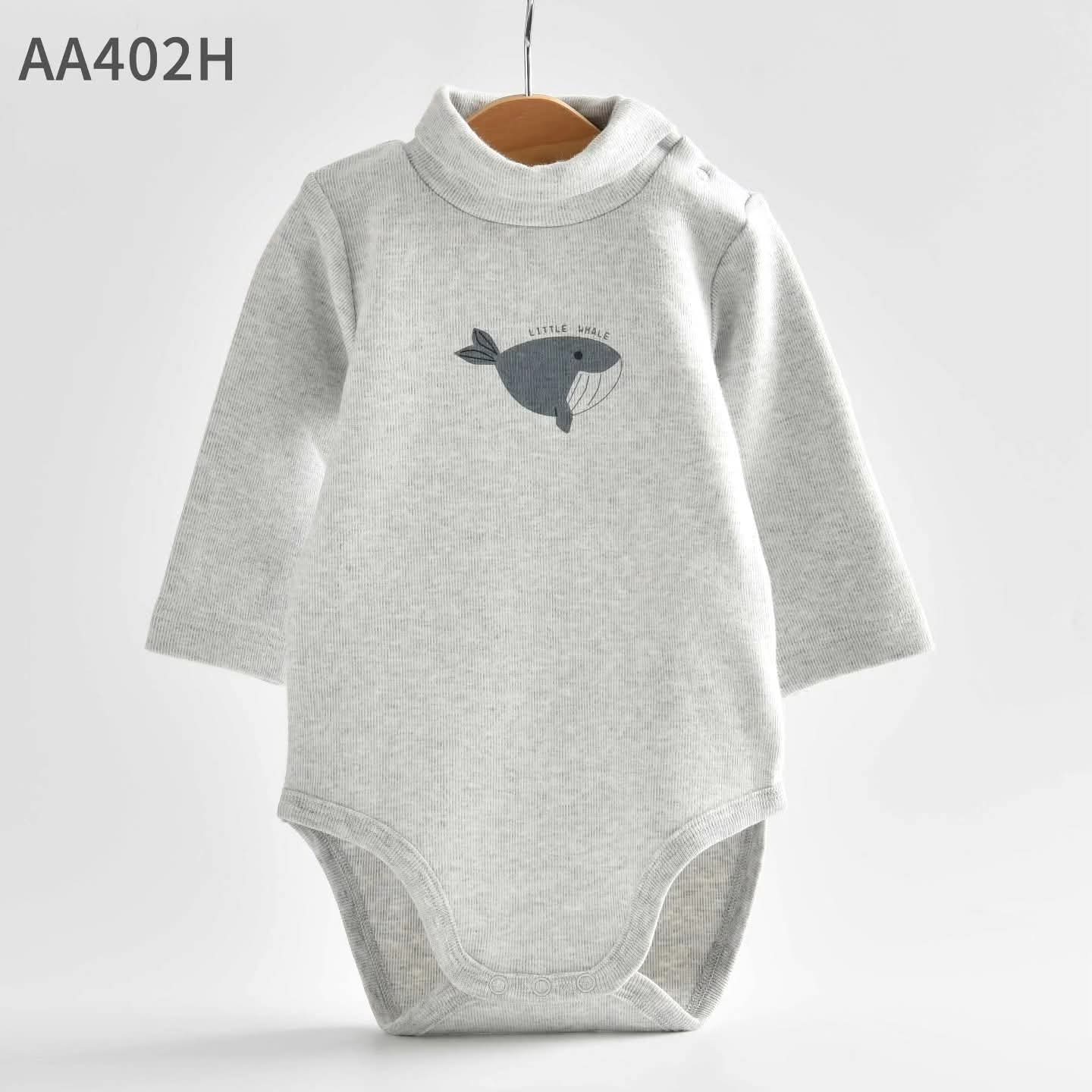 high neck body suit 100% cotton gray whale