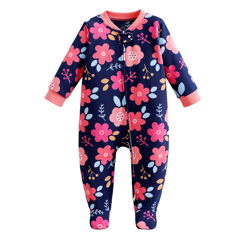 winter overall navy flowers