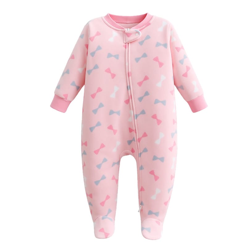 winter overall pink tiny bow