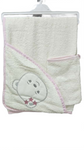 Baby Hooded Towel with loofah offwhite  bear