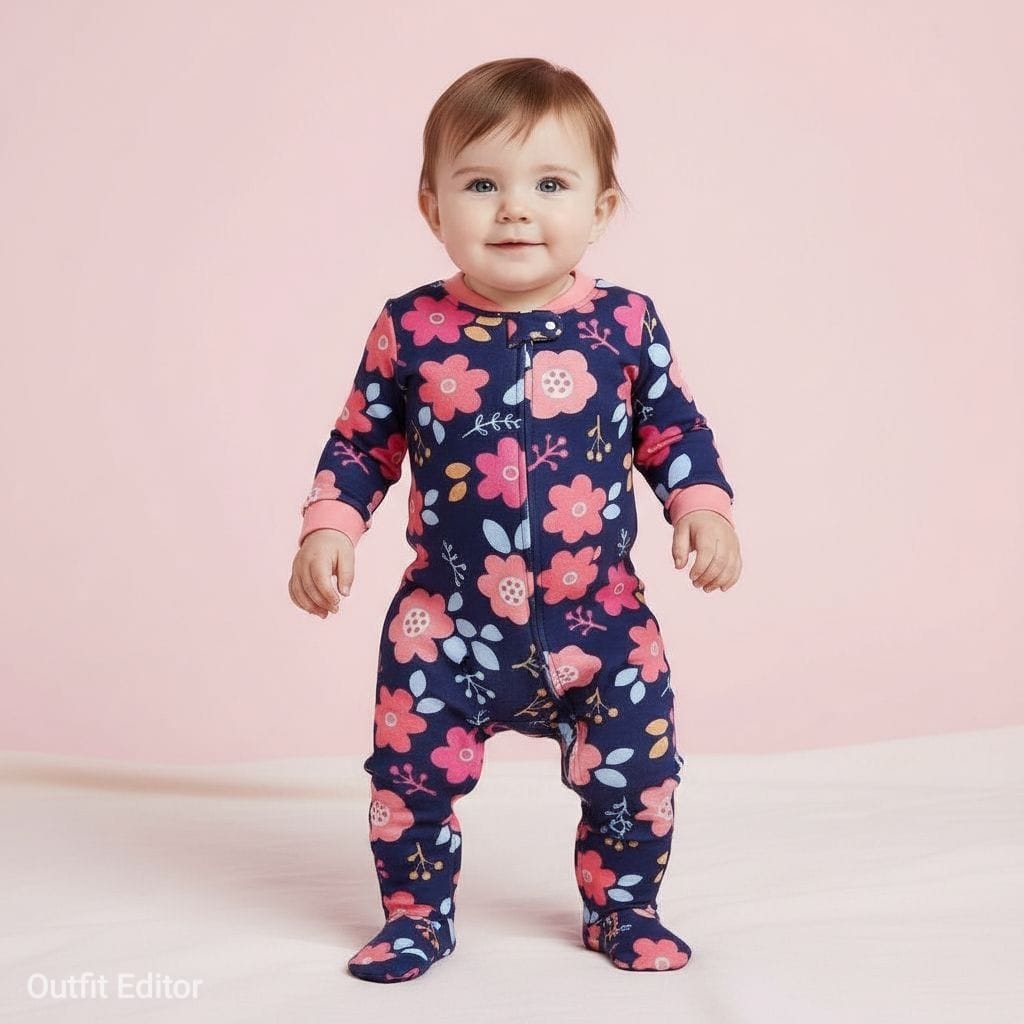 winter overall navy flowers