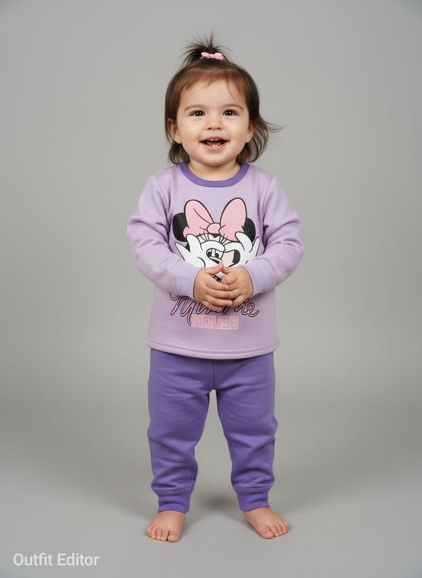 winter pyjama fleece inside Minnie purple