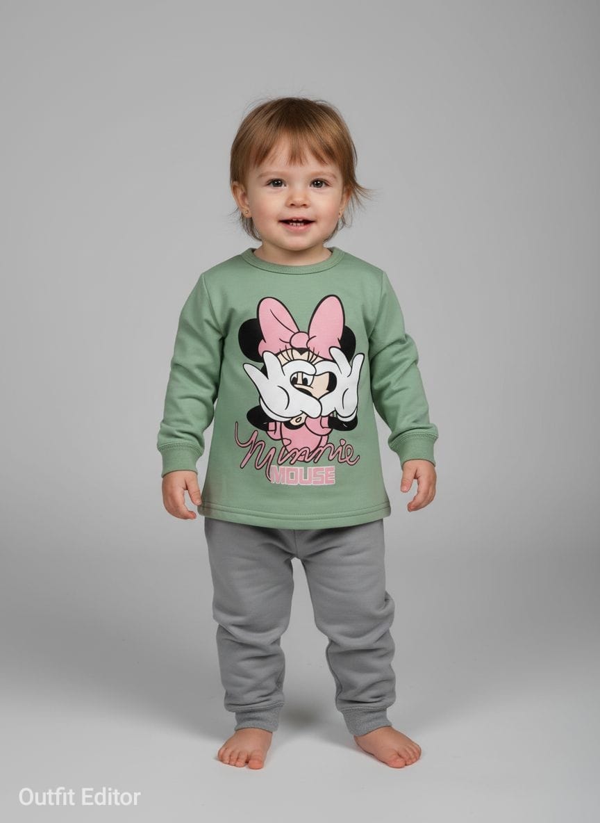 winter pyjama fleece inside Minnie green