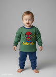 winter pyjama fleece inside little spider man green