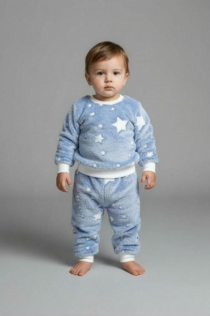winter pyjama coral blue star