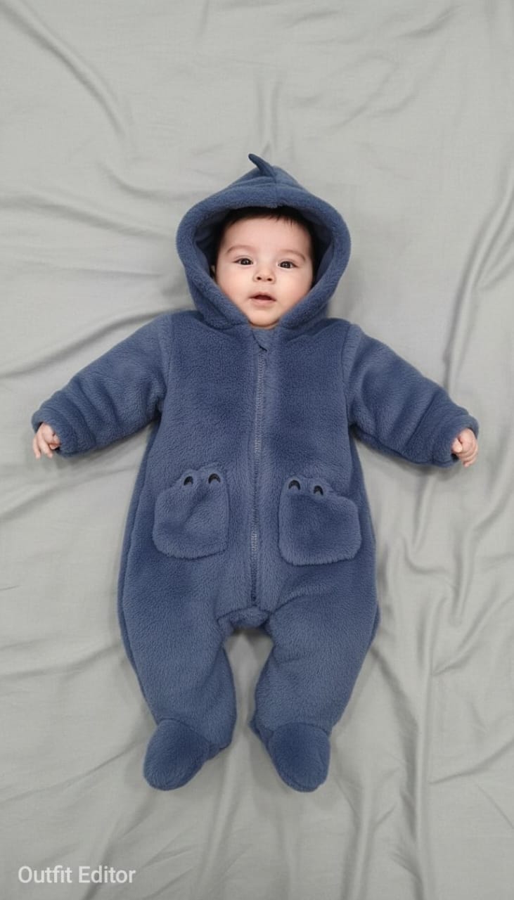 blue fleece hooded sleeper