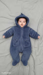 blue fleece hooded sleeper