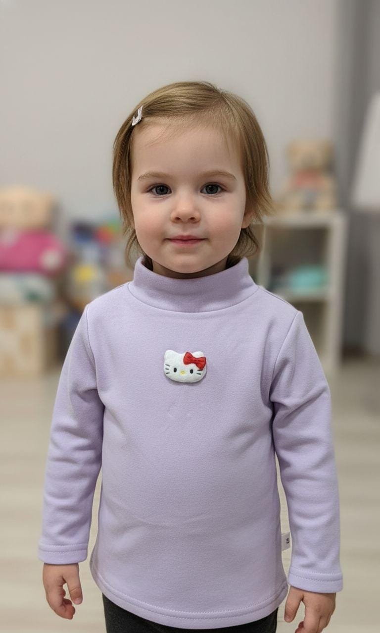 high neck body suit fleece inside purple kitty