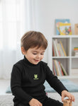 high neck body suit fleece inside black frog