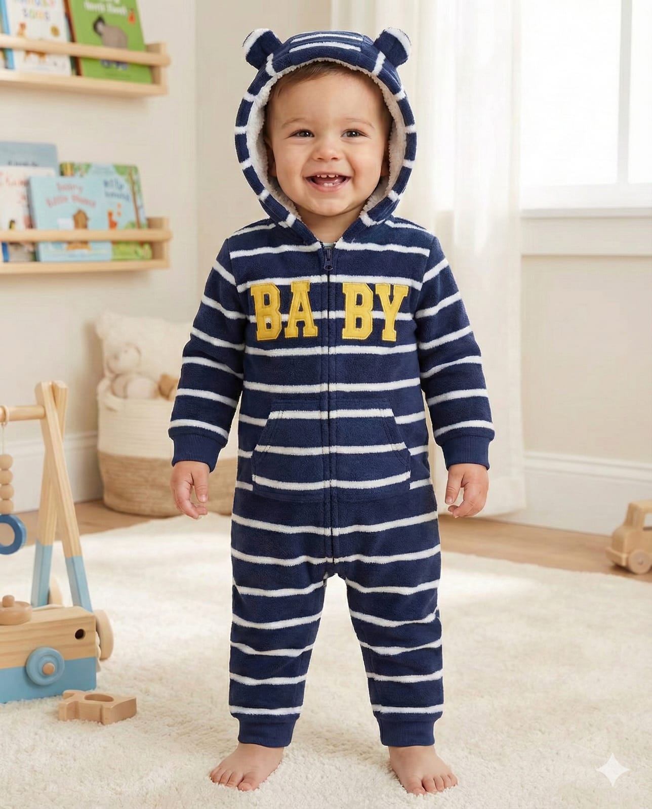 hooded overall  little brother navy
