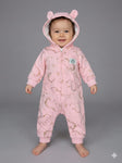 hooded overall  pink  bear